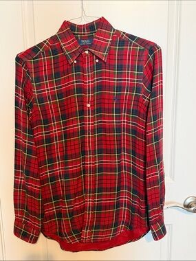 Polo by Ralph Lauren Red and Green Plaid Button-Down Shirt